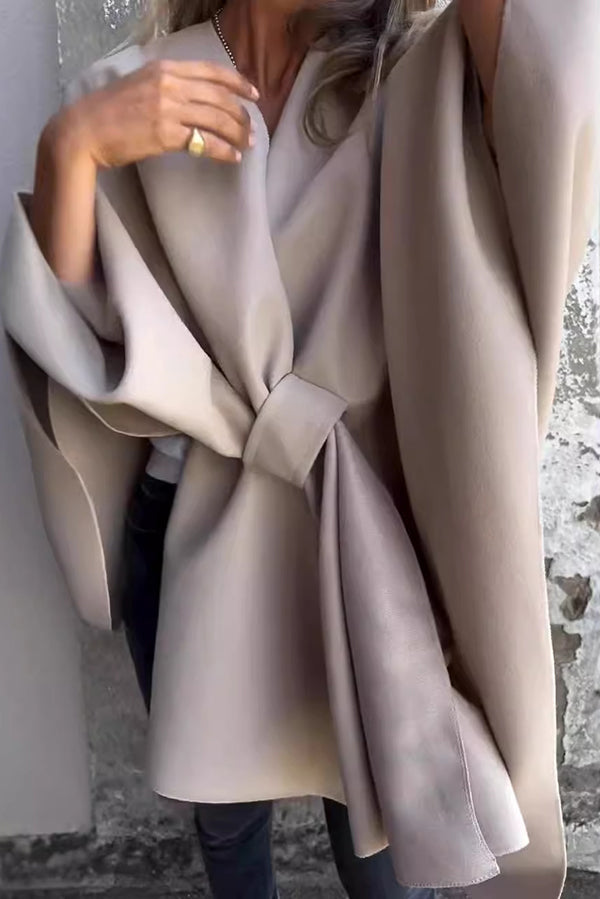 Gemütliche lockere V-Ausschnitt Stola Cape Jacke