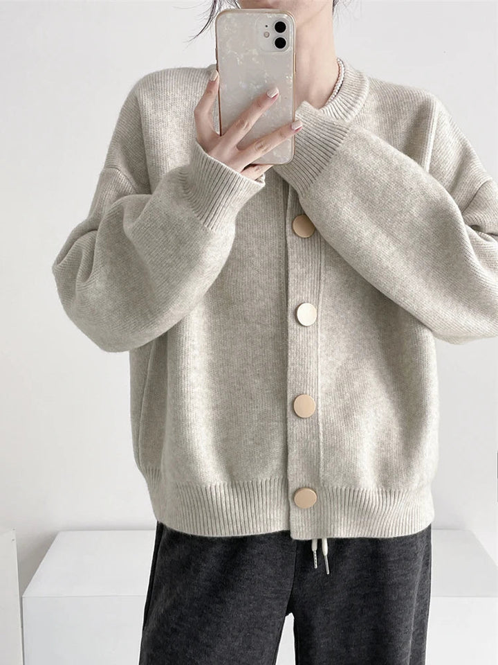 Damen Strick-Cardigan mit einem Knopf, lockere Passform