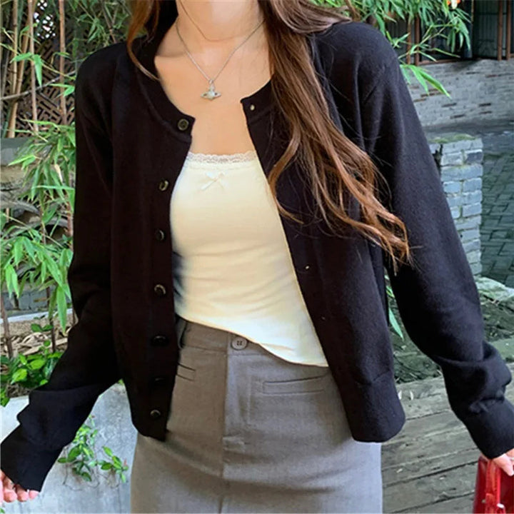 Damen Strickjacke mit Stretch, vorn mit Knopfleiste