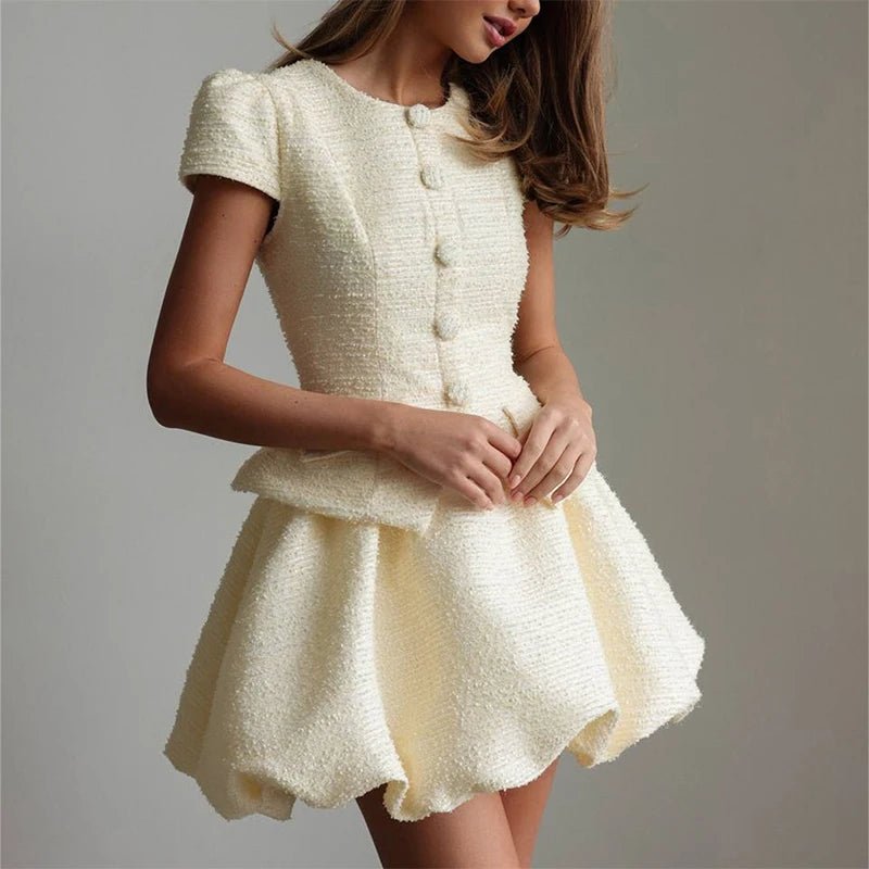 Zweiteiliges Set mit Bluse mit Puffärmeln und Bubble-Rock