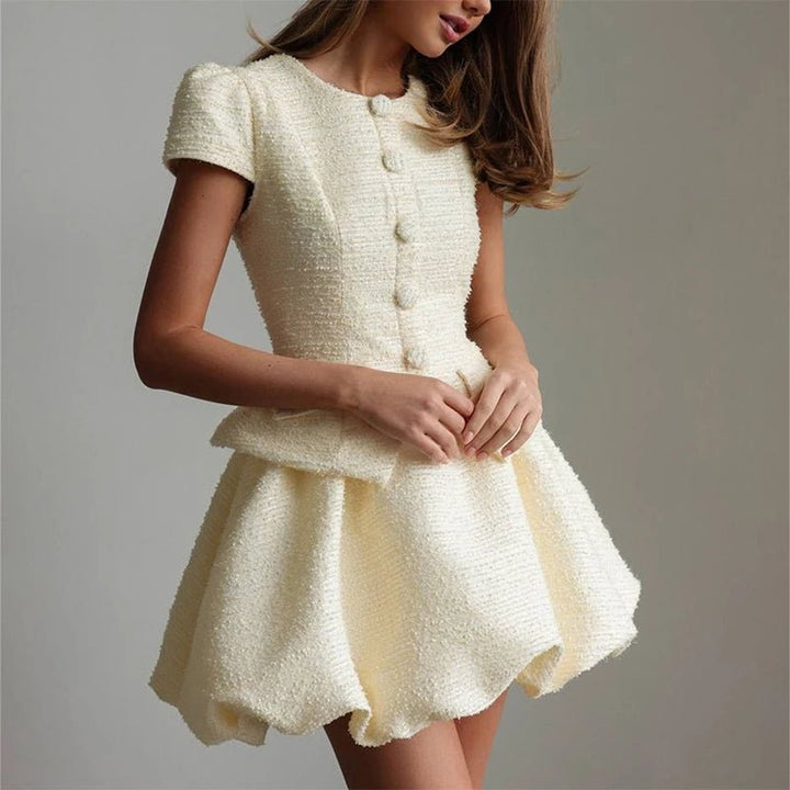 Zweiteiliges Set mit Bluse mit Puffärmeln und Bubble-Rock