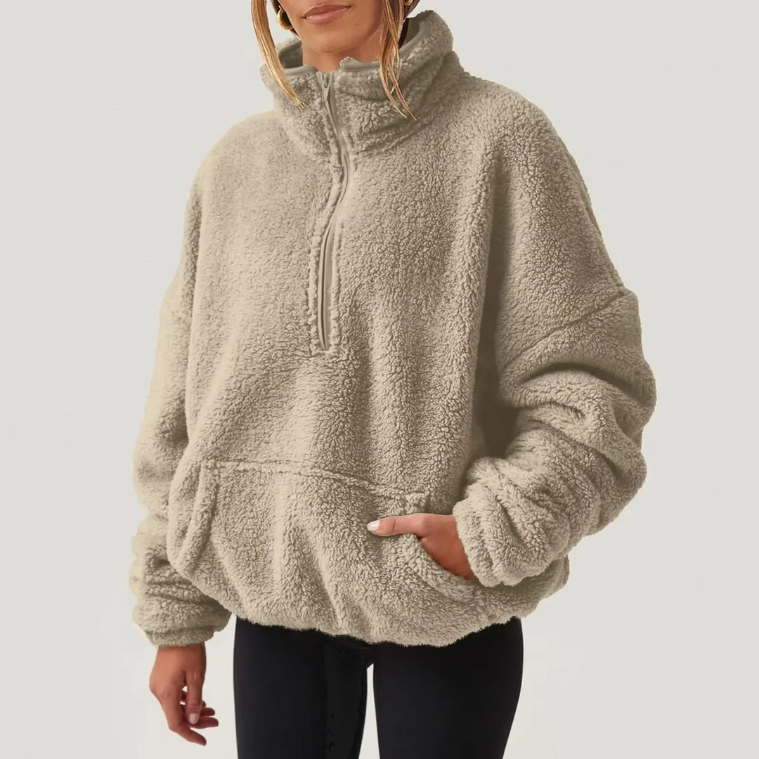 Damen Kuscheliger Plüsch-Halb-zip-Fleece-Pullover