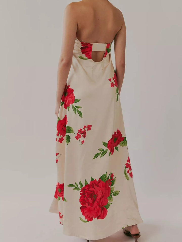 Maxikleid ärmellos mit Blumenmuster aus Polyester