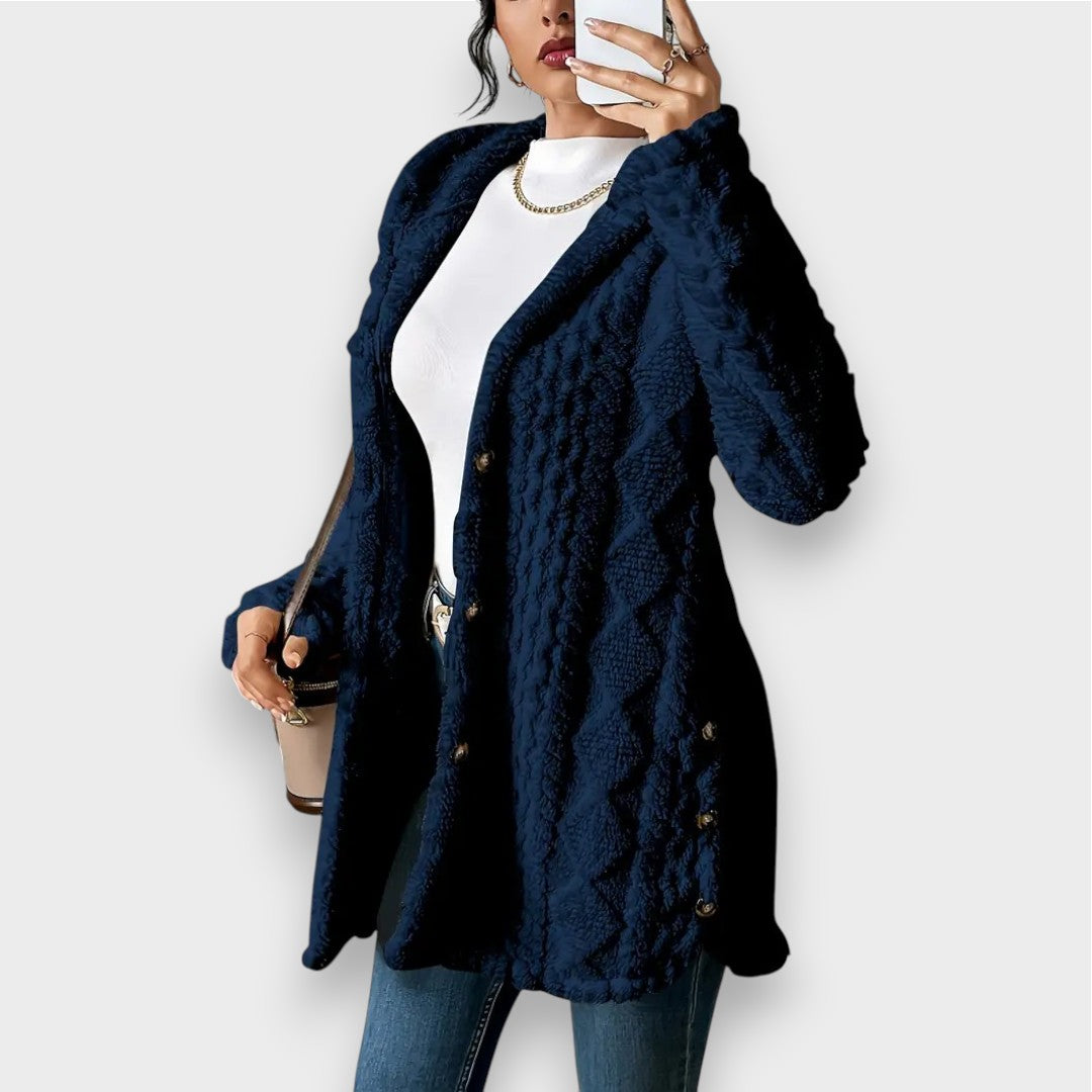 Gemütlicher Plüsch-Kapuzencardigan-Pullover