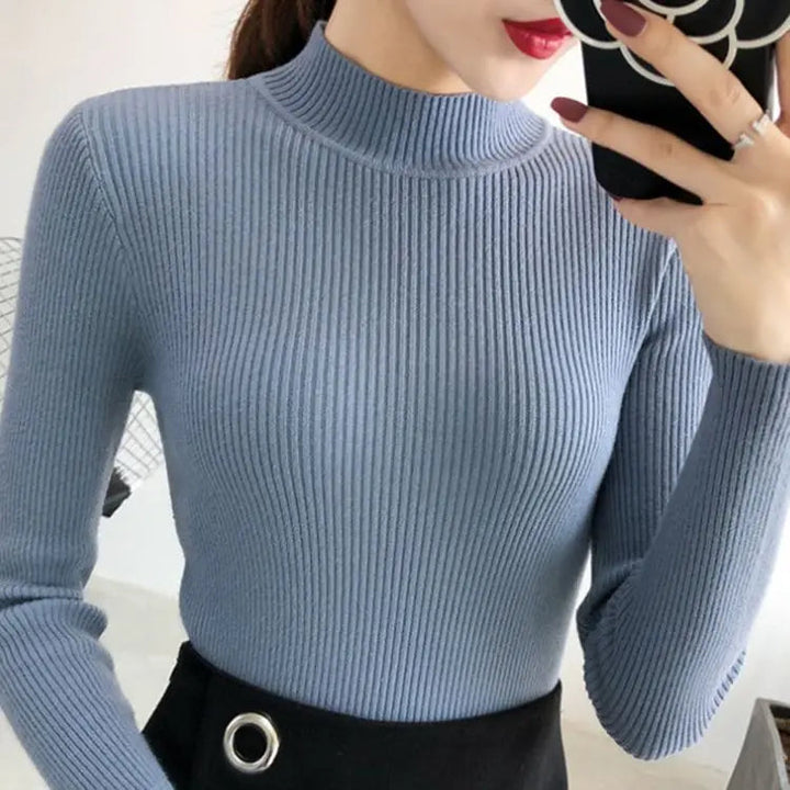 Gemütlicher gerippter Wollpullover für Damen