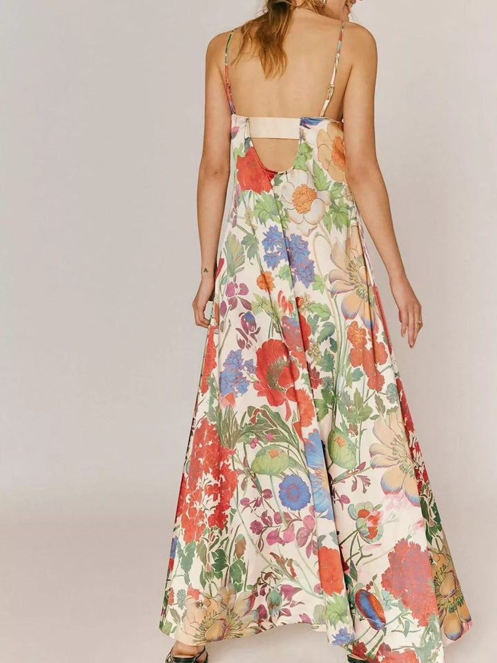 Maxikleid ärmellos mit Blumenmuster aus Polyester
