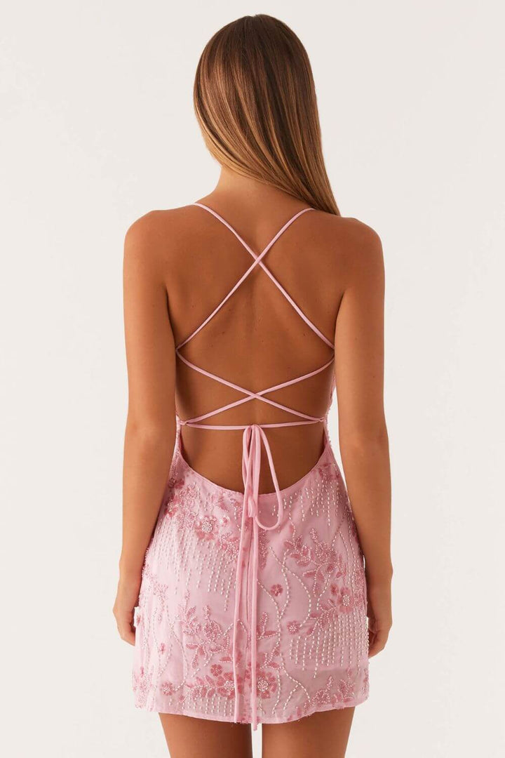 Polyesterkurzkleid mit Paillettenverzierung