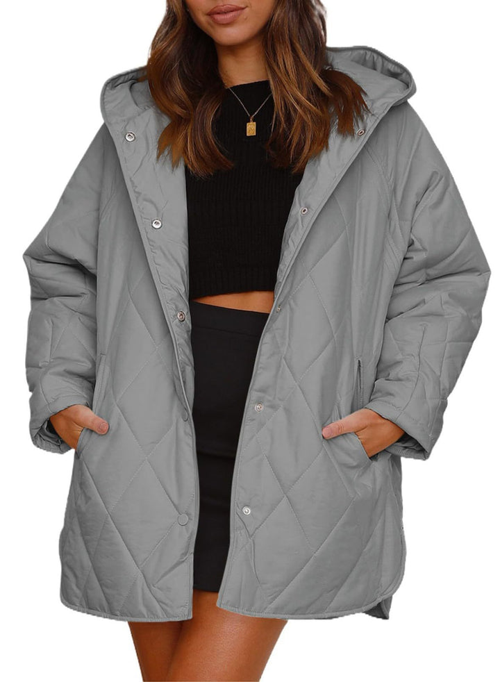 Damen Steppjacke Mit Kapuze Im Rautenmuster