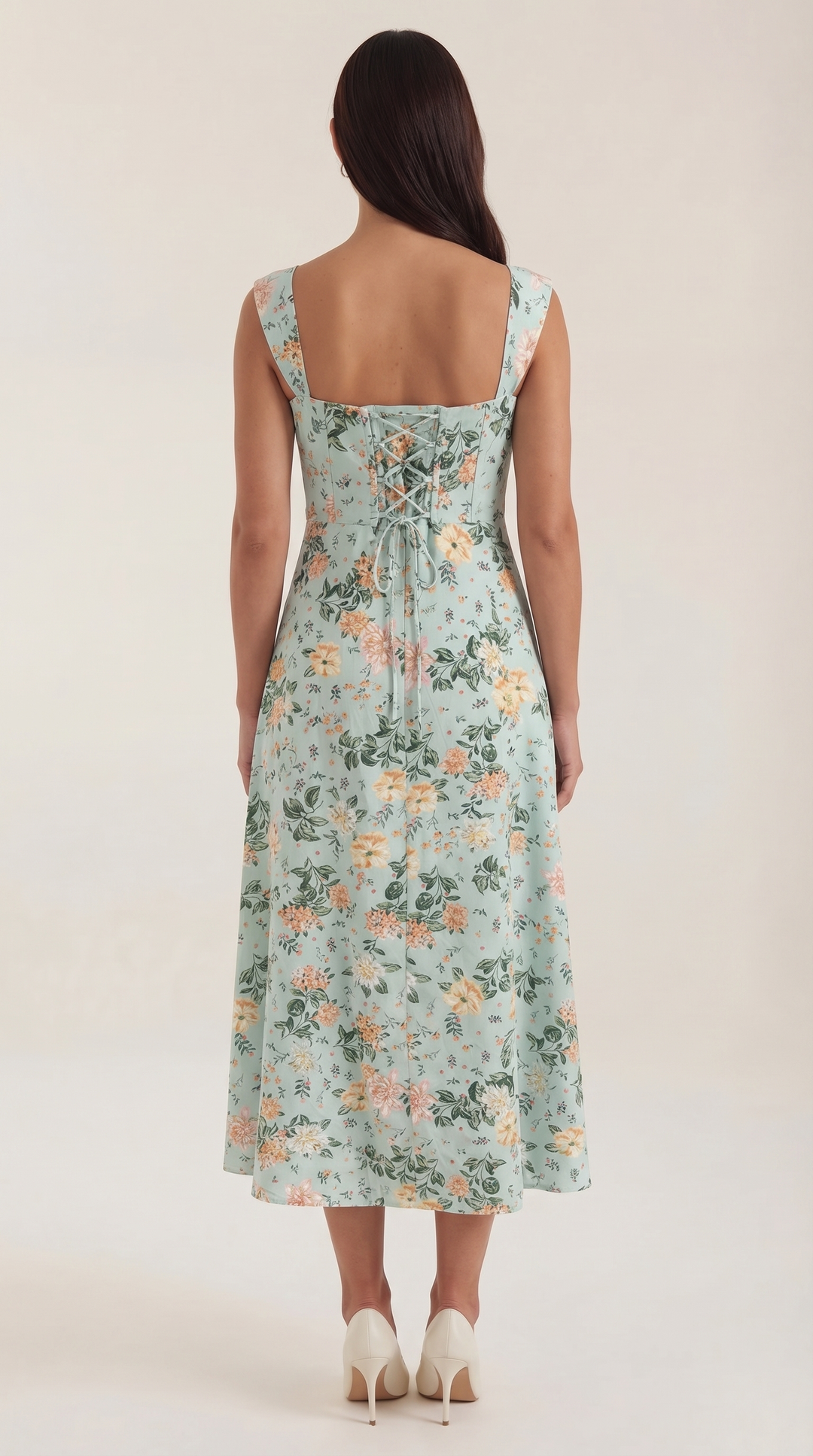 Damen Korsett Midikleid Elegantes Hochzeitsgastkleid