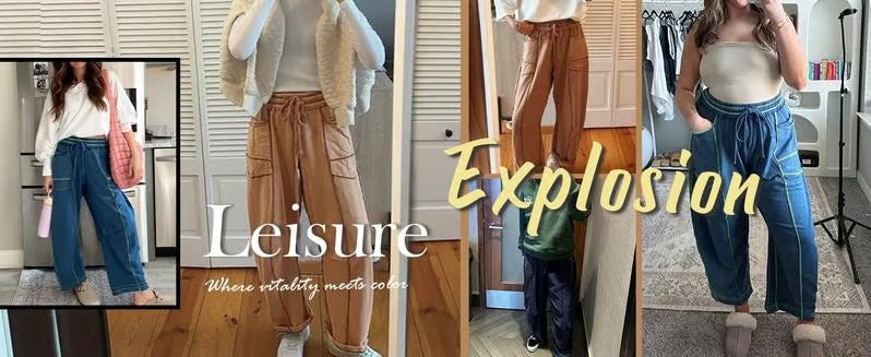 Gemütliche Lounge-Sweatpants mit weitem Bein und Taschen