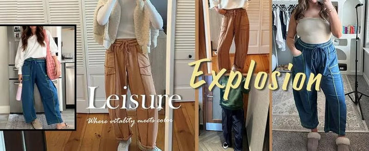 Gemütliche Lounge-Sweatpants mit weitem Bein und Taschen
