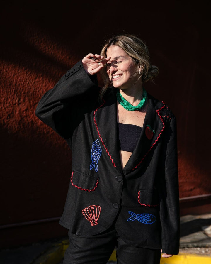 Schicker Blazer mit Hummerprint für Küstenstil