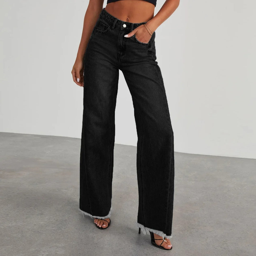 Damen Weite Jeans mit Fransensaum – Lässige Hose