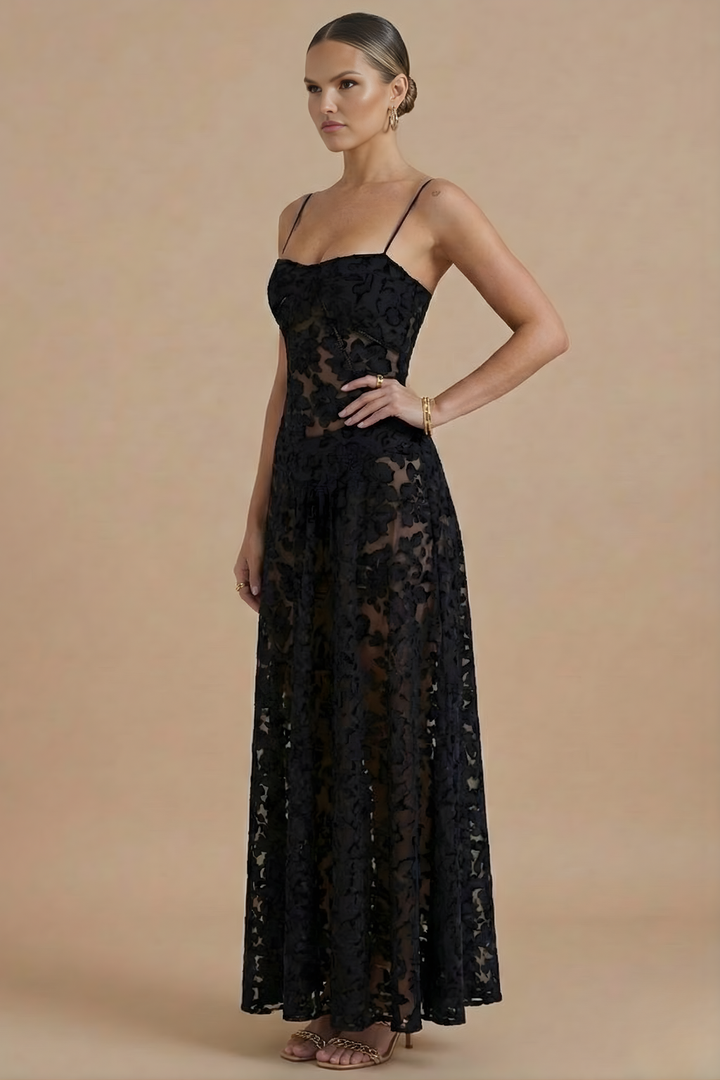Damen Blumenprint Maxikleid Mit Dünnen Trägern