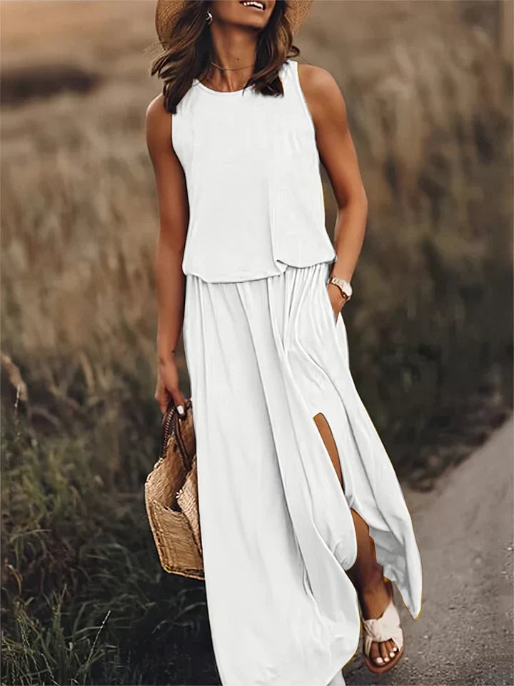Damenkleid in Maxilänge mit entspanntem Schnitt und fließendem Look