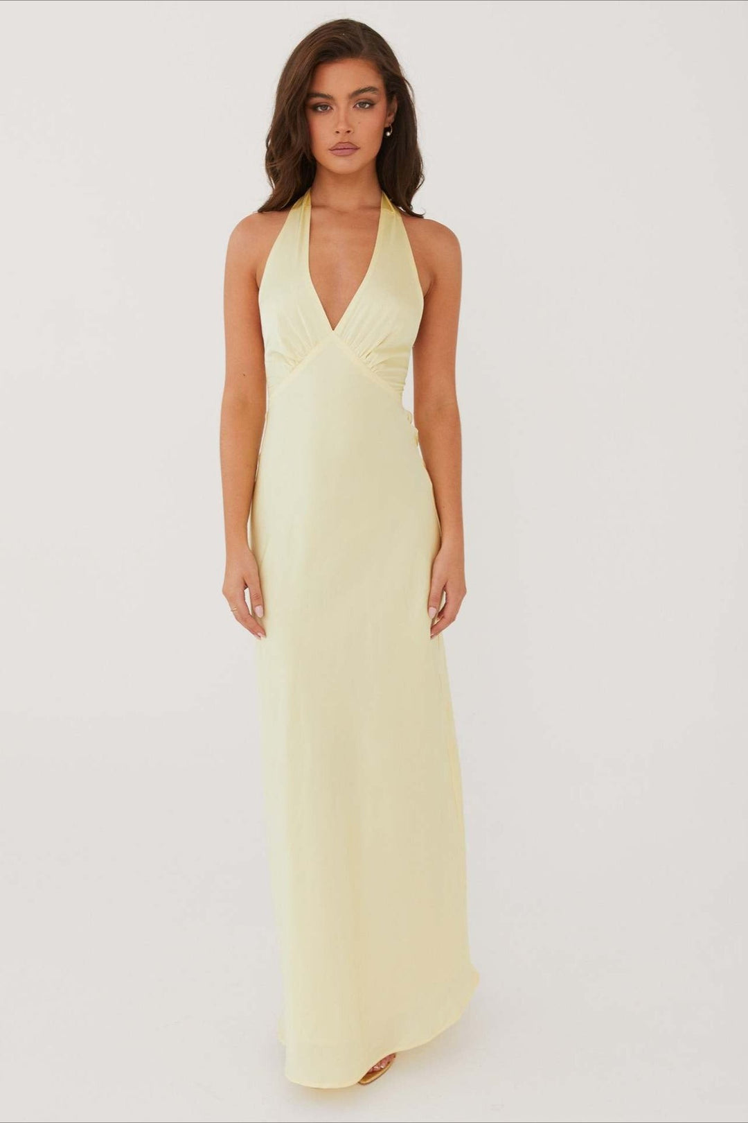 Damen Maxikleid Figurbetont Mit V Ausschnitt