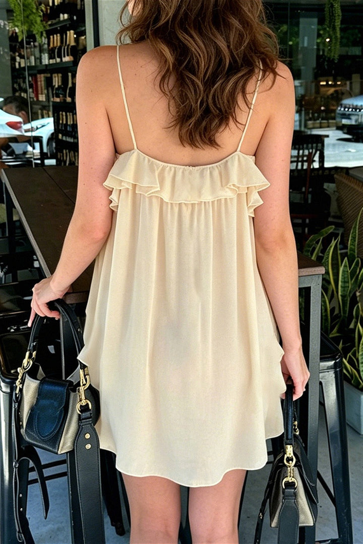 A-Linien Minikleid für Damen aus luftigem Chiffon in Rückenansicht