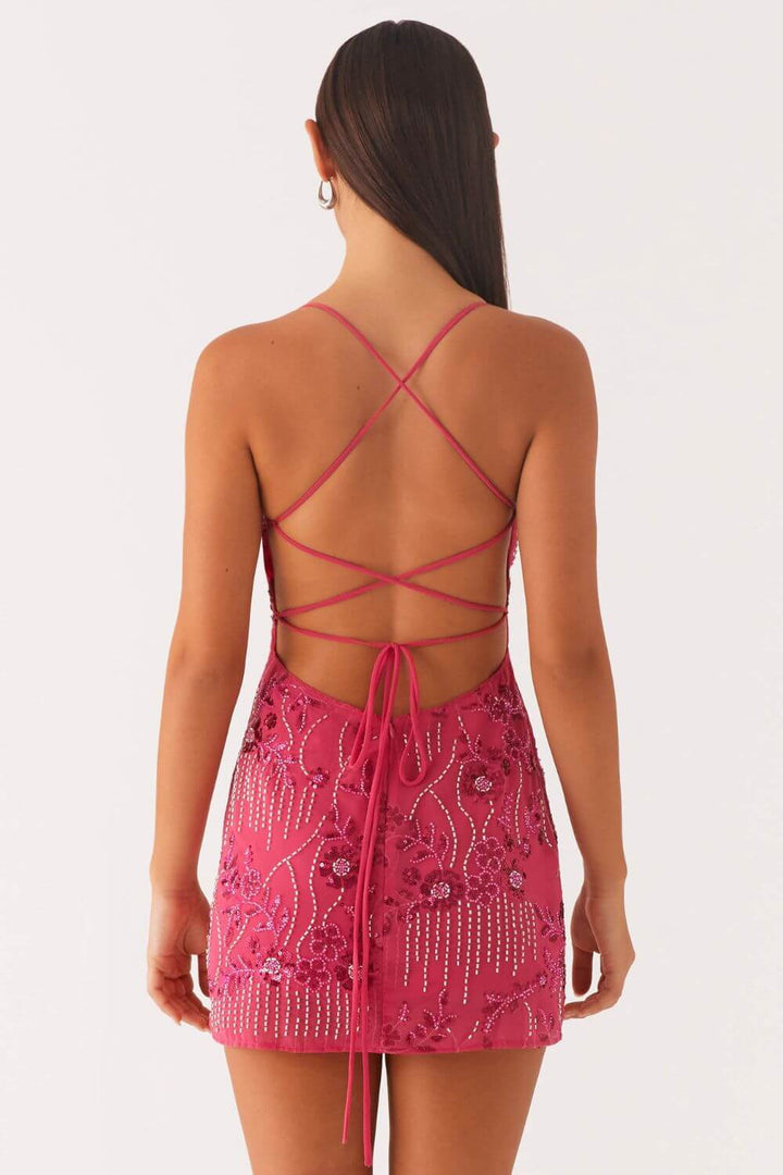 Polyesterkurzkleid mit Paillettenverzierung