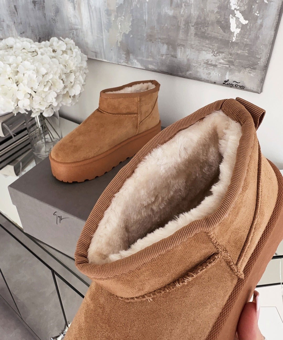 Braune Leder-Plateau-Stiefeletten für stilvollen Alltagsschick