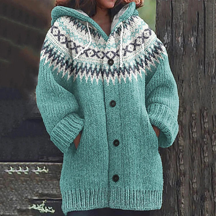 Warmer Strickcardigan mit Print