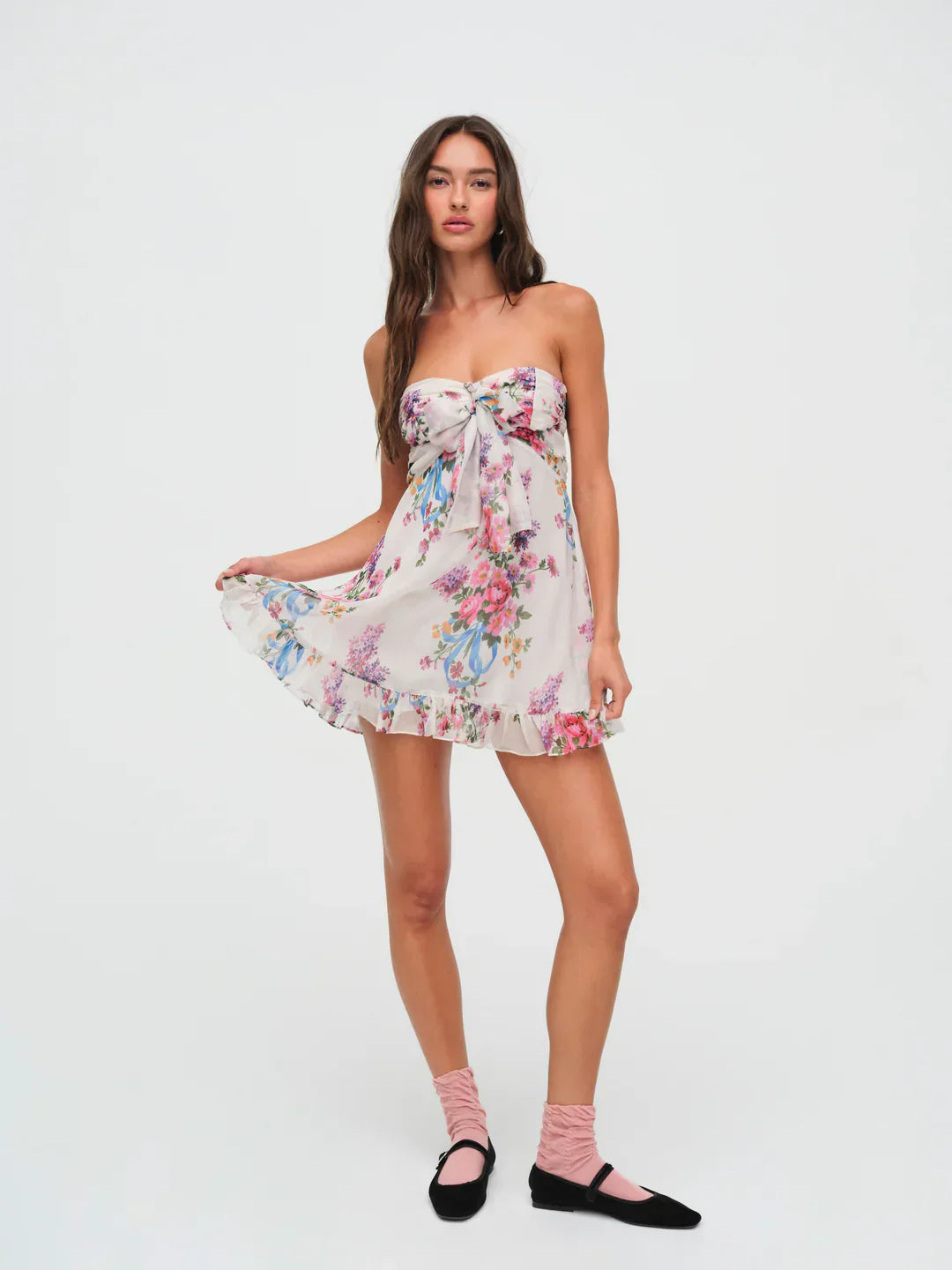 Fließendes florales Boho-Maxikleid