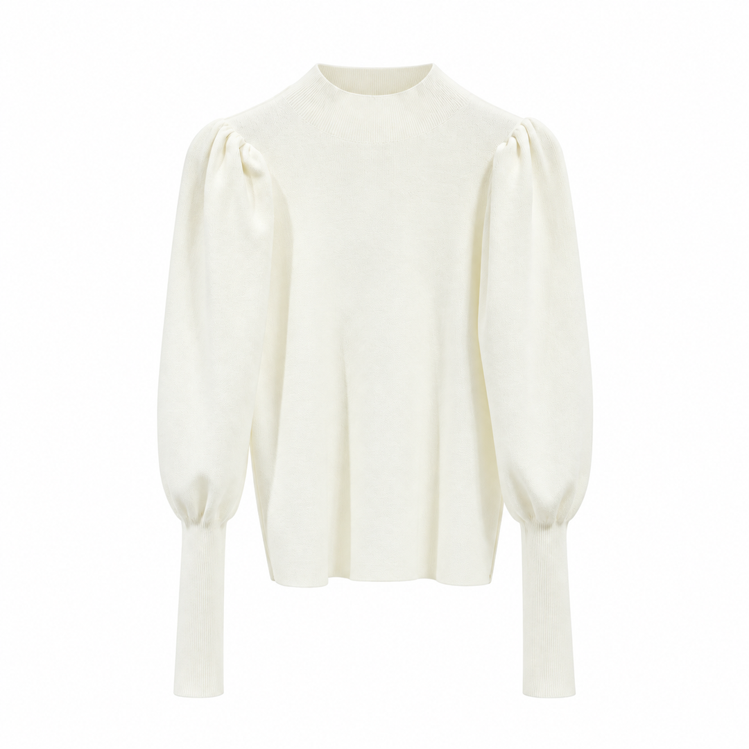 Damen-Rippstrickpullover mit langen Ärmeln und Stehkragen