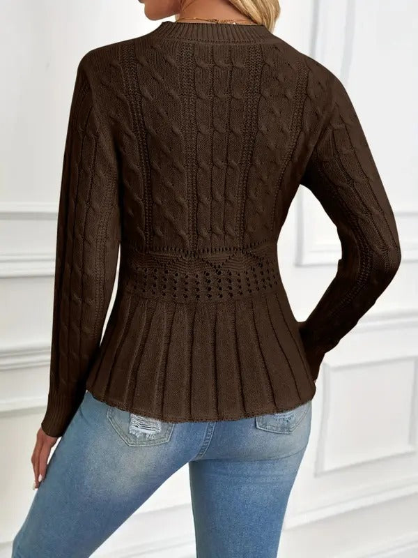 Gemütlicher schicker Grobstrickpullover mit Rundhalsausschnitt