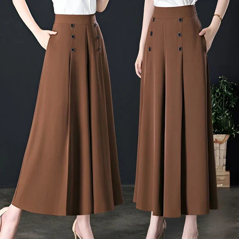 Elegante Damenhose mit weitem Bein für Alltag und Büro, Ganzkörperansicht