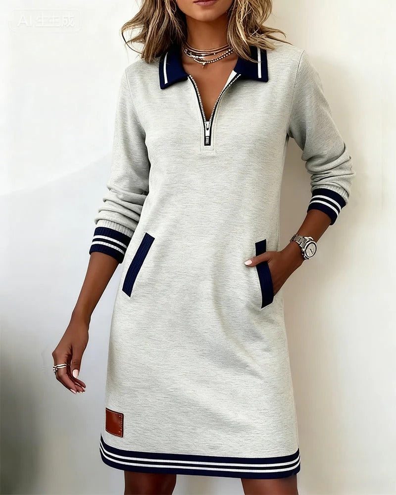 Sportliches Strickkleid mit Reißverschlusskragen