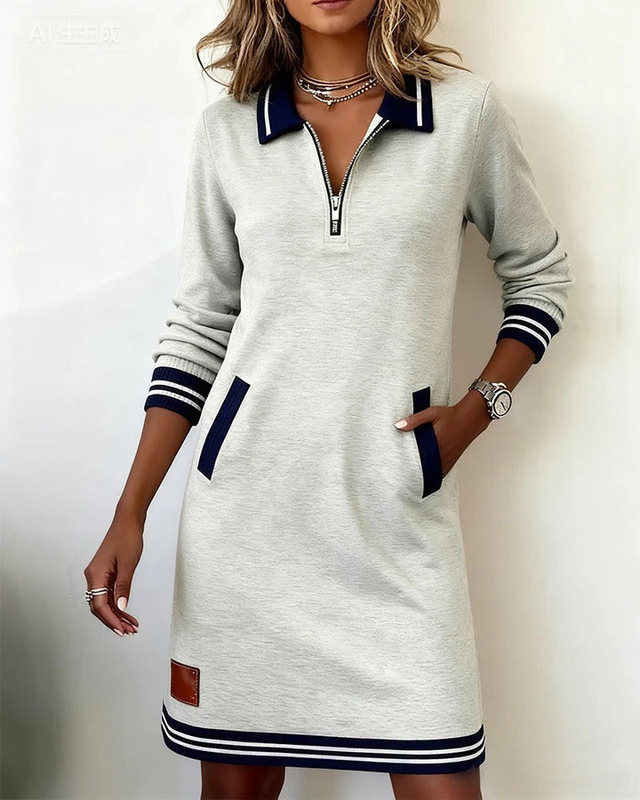 Sportliches Strickkleid mit Reißverschlusskragen