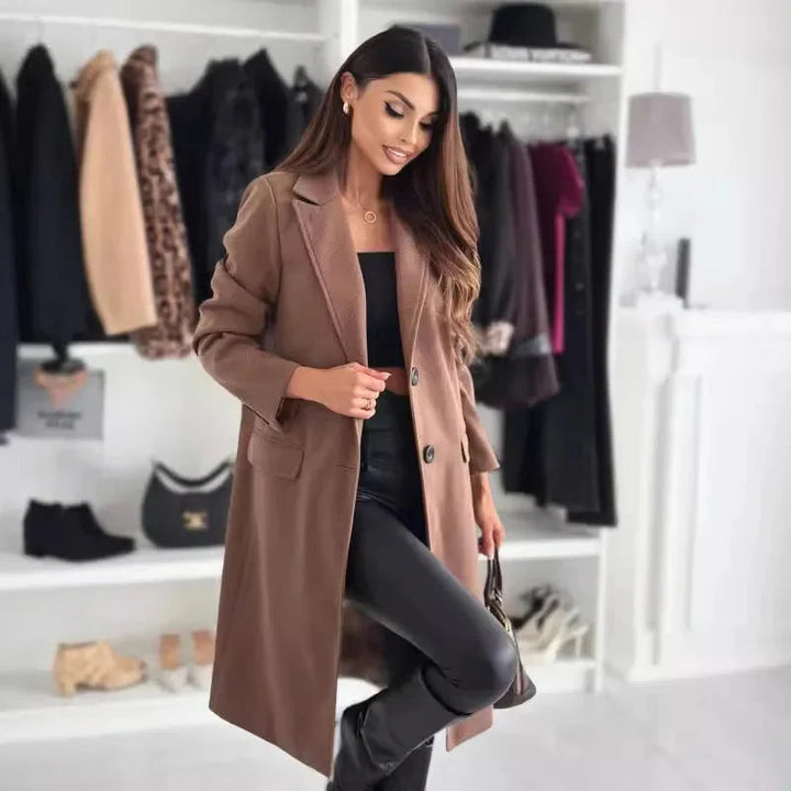 Schicker langer Wintermantel aus Wollmischung für Damen