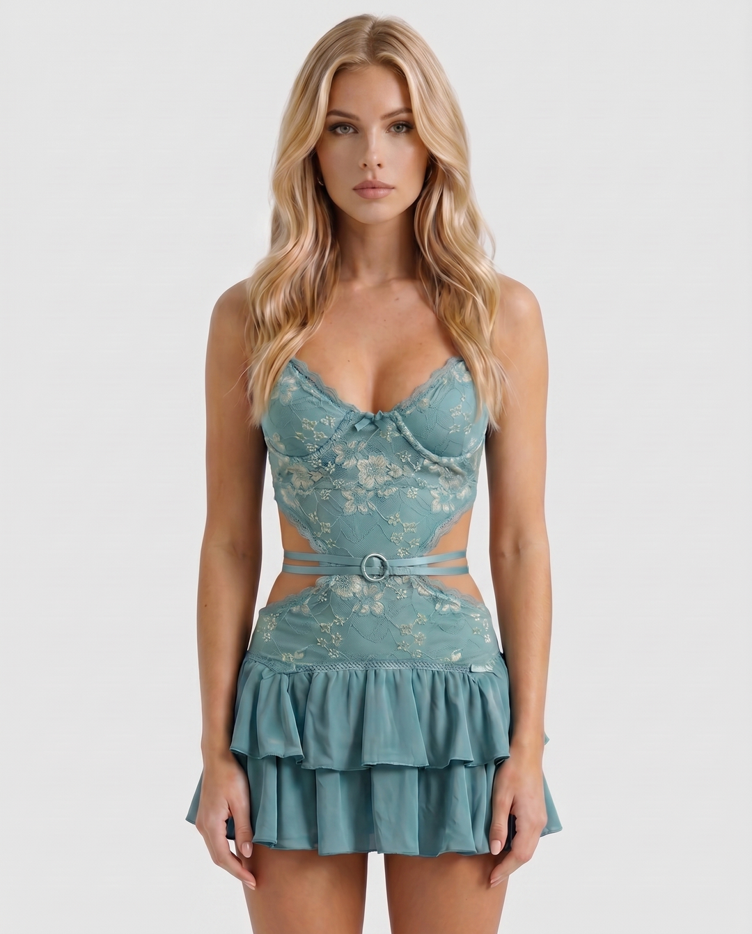 Luna Minikleid mit Rüschenärmeln