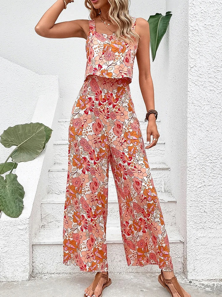 Kalentha® | Zweiteiliger Jumpsuit mit floralem Muster