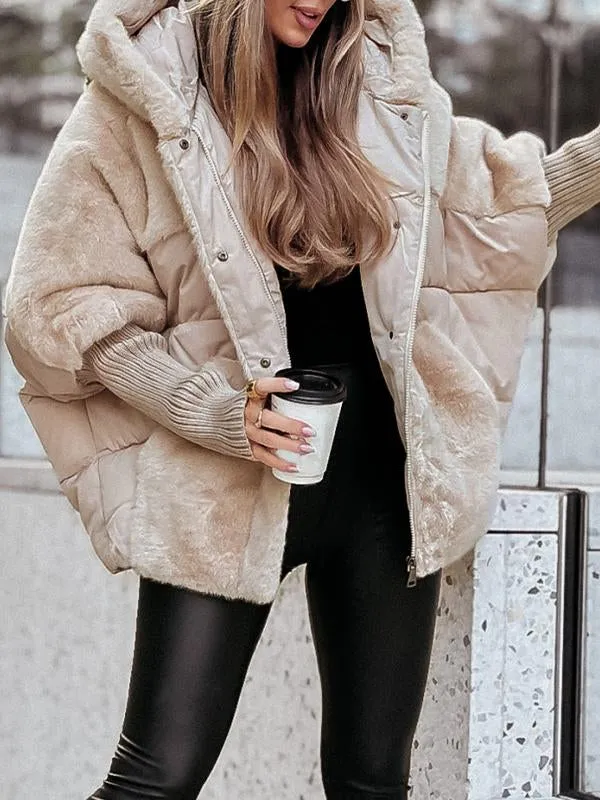 Lässige gefütterte Kapuzenjacke für Damen