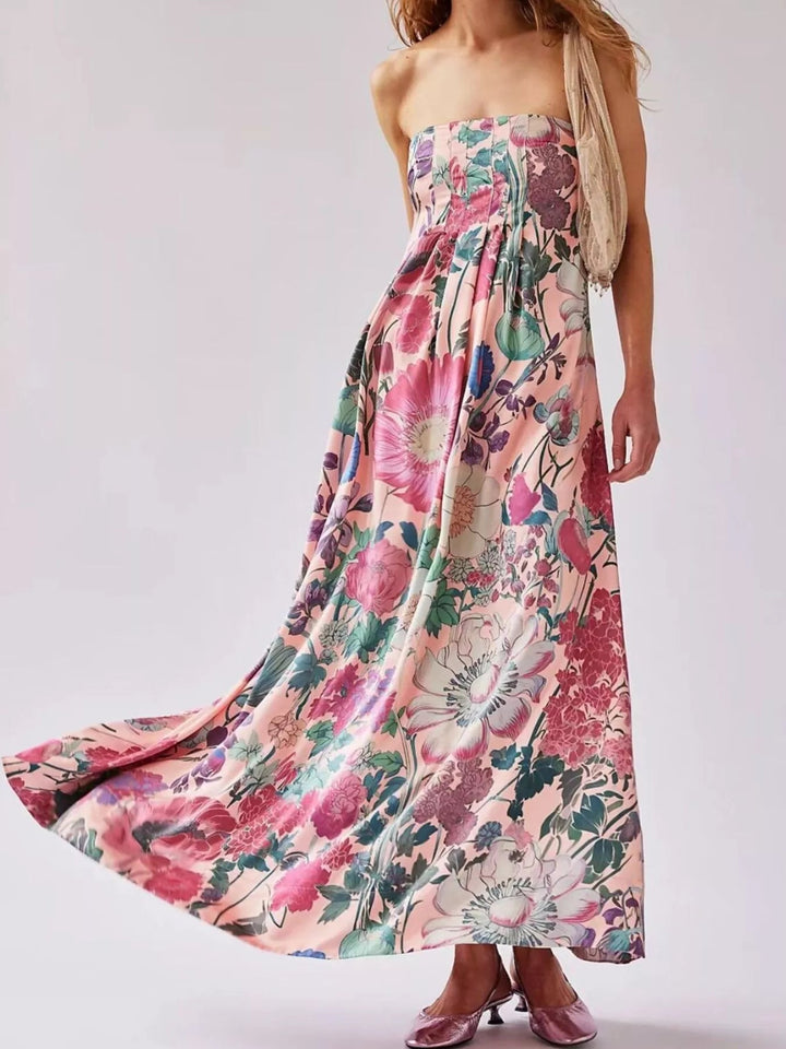 Maxikleid ärmellos mit Blumenmuster aus Polyester