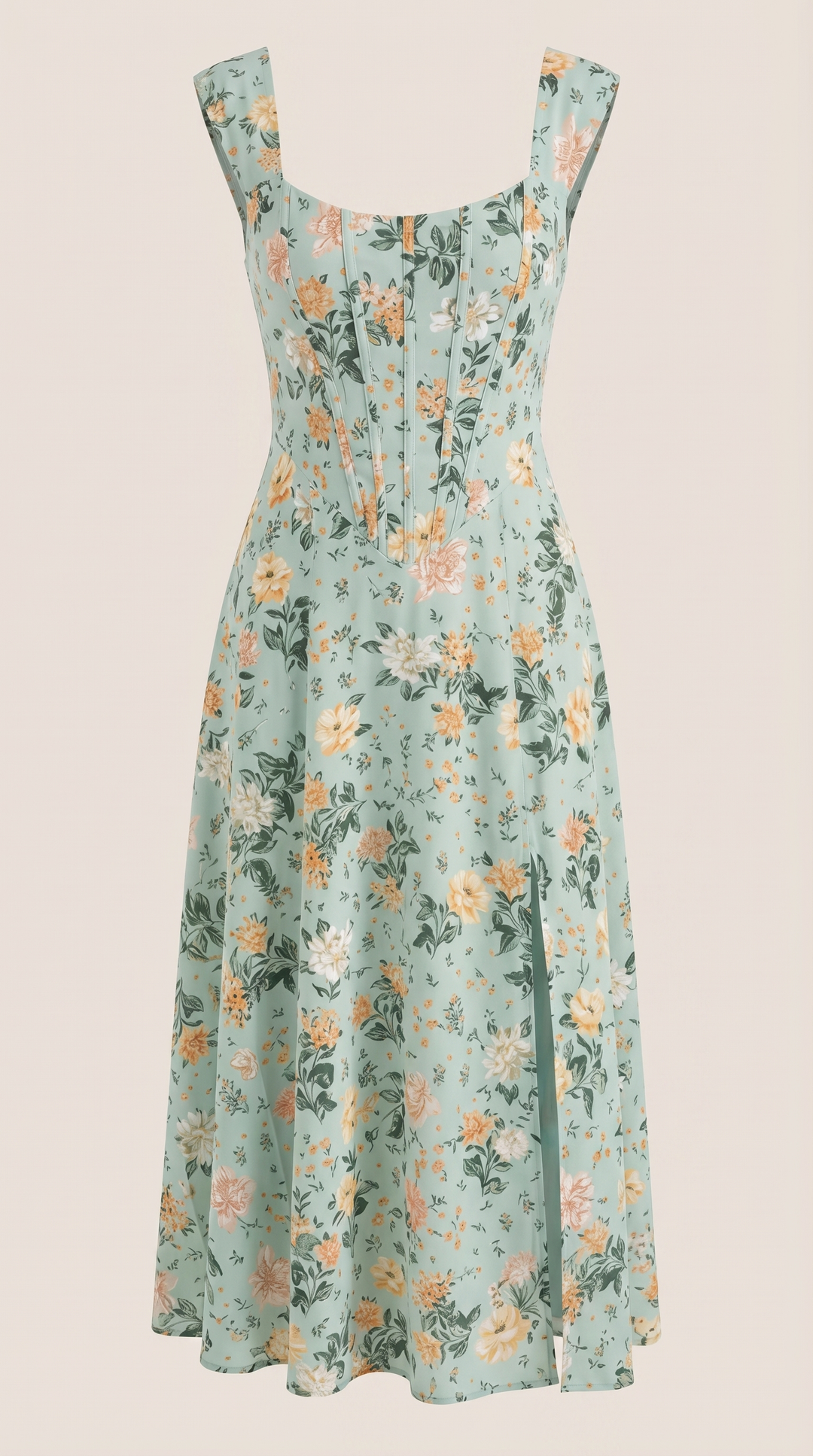 Damen Korsett Midikleid Elegantes Hochzeitsgastkleid
