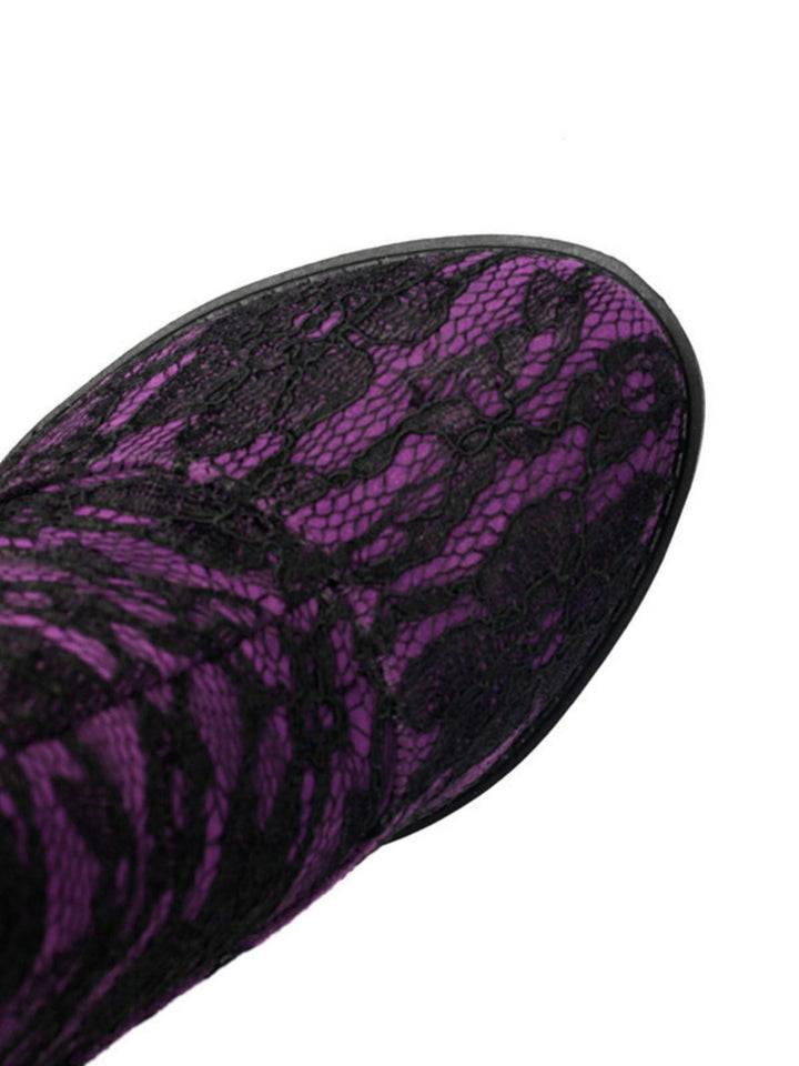 Vintage Spitzen-Plateau-Stiefeletten mit klobigen Absätzen