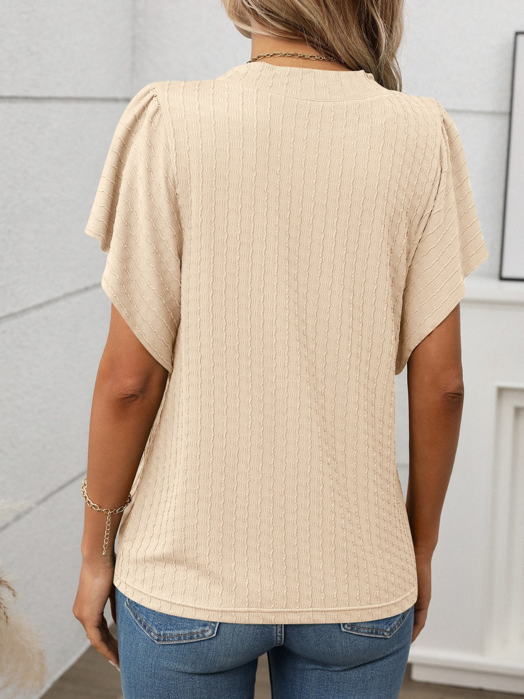 Damen T-Shirt mit Rundhalsausschnitt und Flügelärmeln