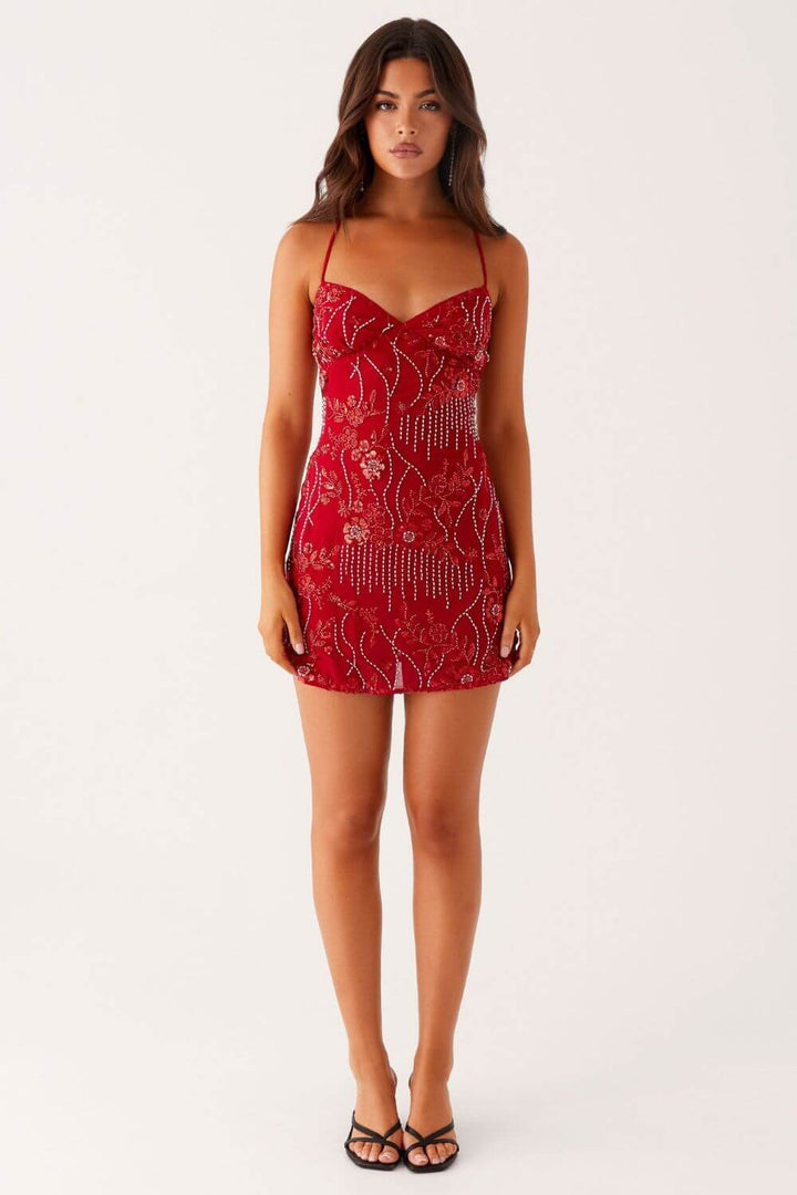 Polyesterkurzkleid mit Paillettenverzierung