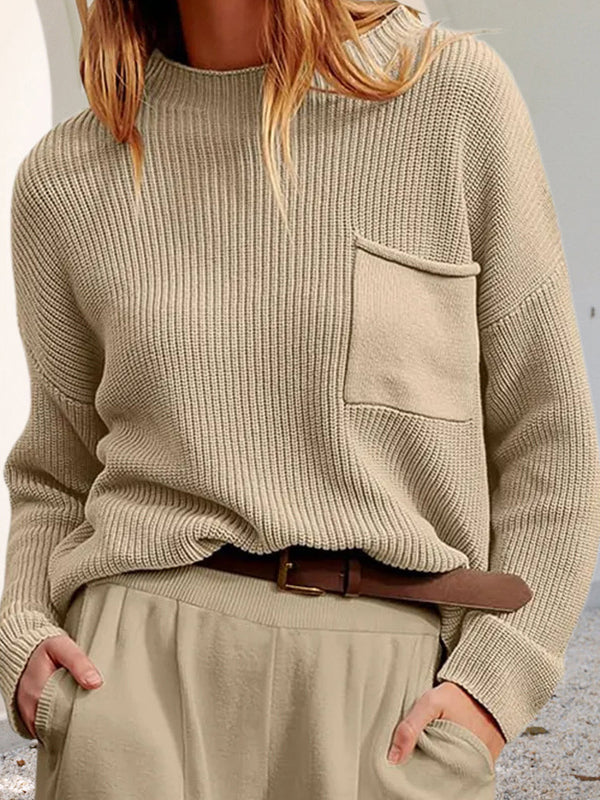 Gemütlicher, entspannter Strickpullover mit Taschen