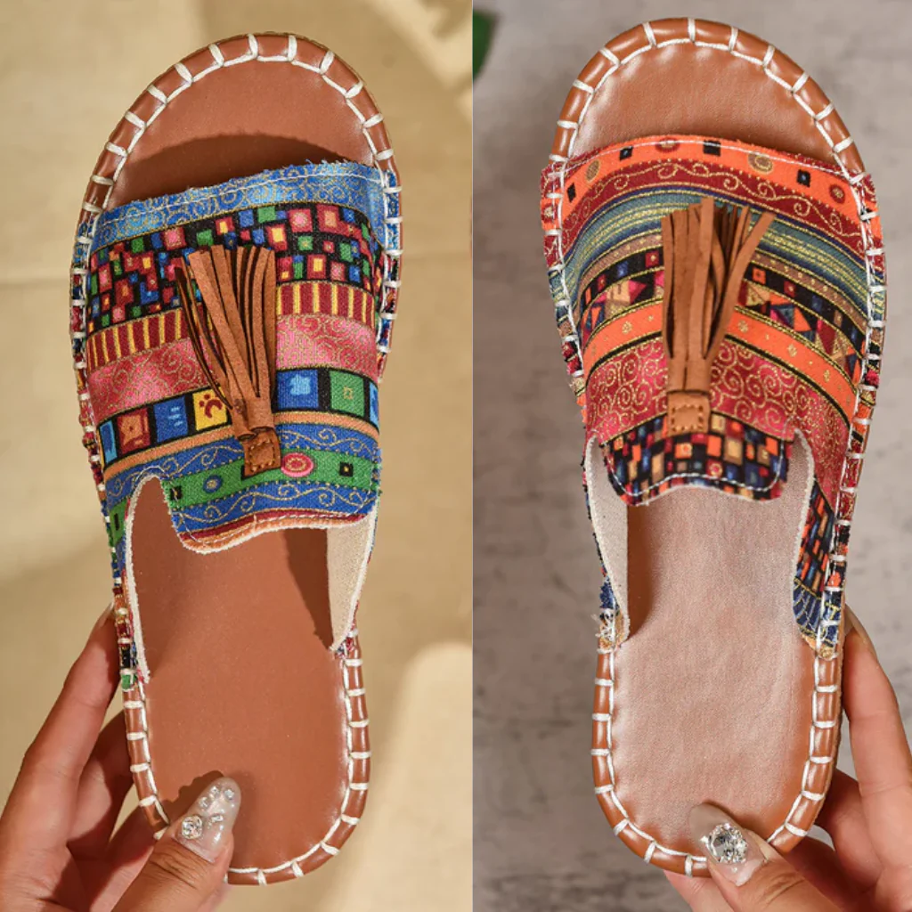 Boho-Quasten-Sandalen für Damen