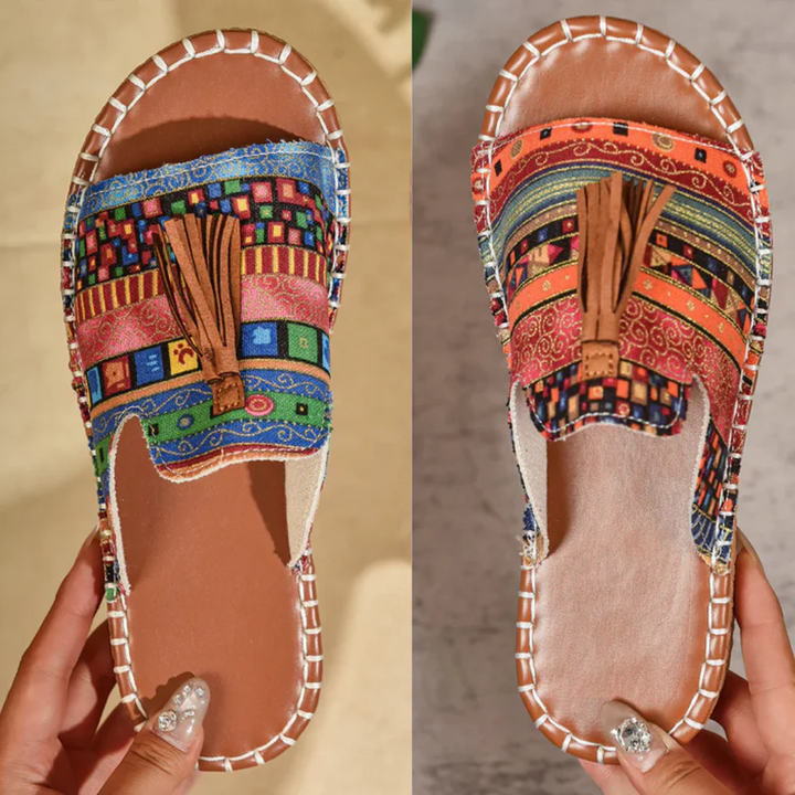 Boho-Quasten-Sandalen für Damen