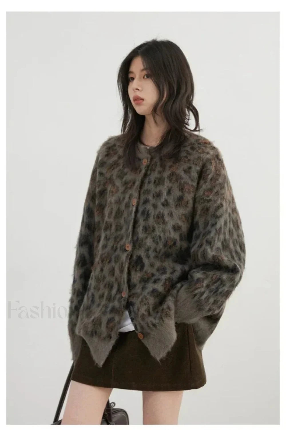 Gemütlicher Leopardenmuster Einreihiger Cardigan