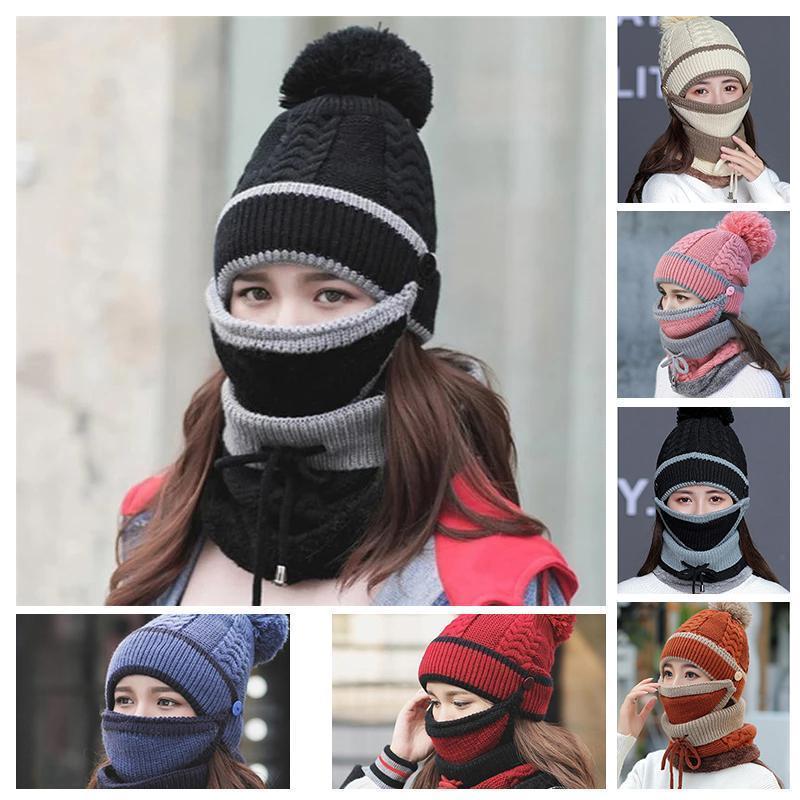 Gemütliches Strick-Wintermütze- und Schal-Set für Damen