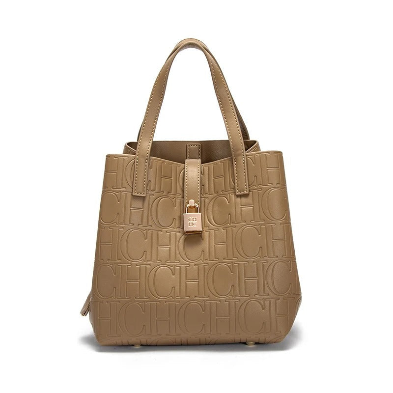 Helviora® | Strukturierte Ledertasche mit Monogrammprägung