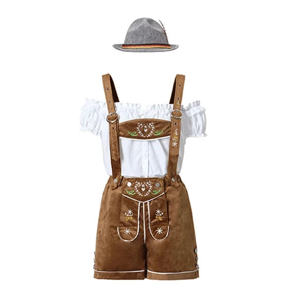 Damen bestickte Samt-Latzshorts in Bronze