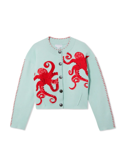 Gemütlicher Strandstrick-Cardigan mit nautischem Oktopus-Design