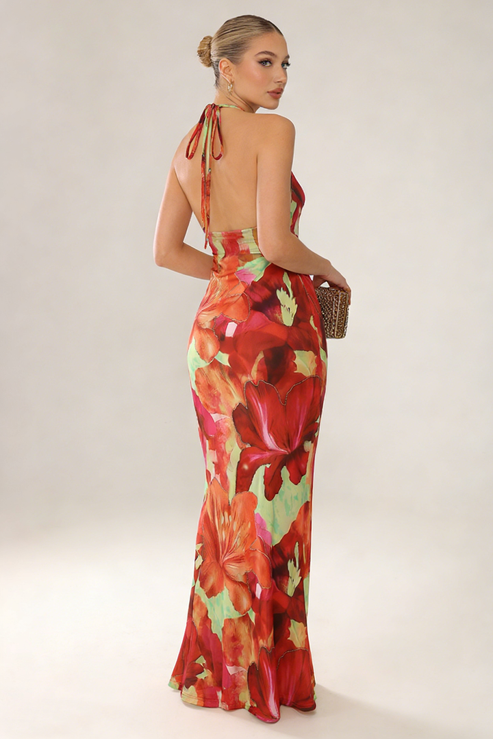 Maxikleid mit tropischem Blumenmuster