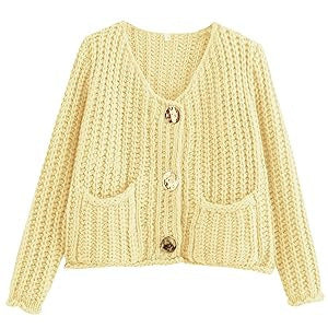 Cozy Chic Damen Strickjacke mit Knöpfen und Taschen