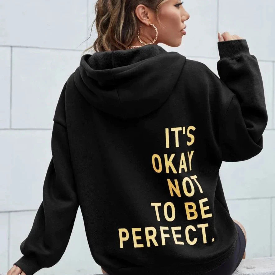 Damen-Hoodie mit Kapuze und lockerem Schnitt in der Vorderansicht